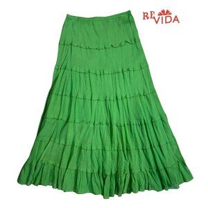 Bohemian Cafe Lime Green Tiered Maxi Skirt